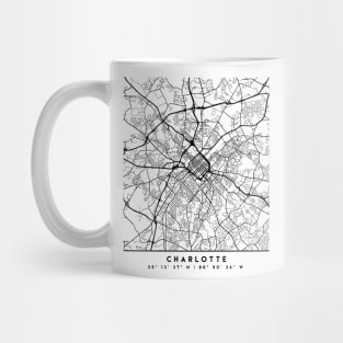 CHARLOTTE NORTH CAROLINA BLACK CITY STREET MAP ART Mug